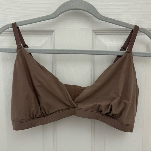 Skims Crossover Bralette Size 4X Jasper Brown Power Mesh Lining Soft Comfy - Picture 1 of 3